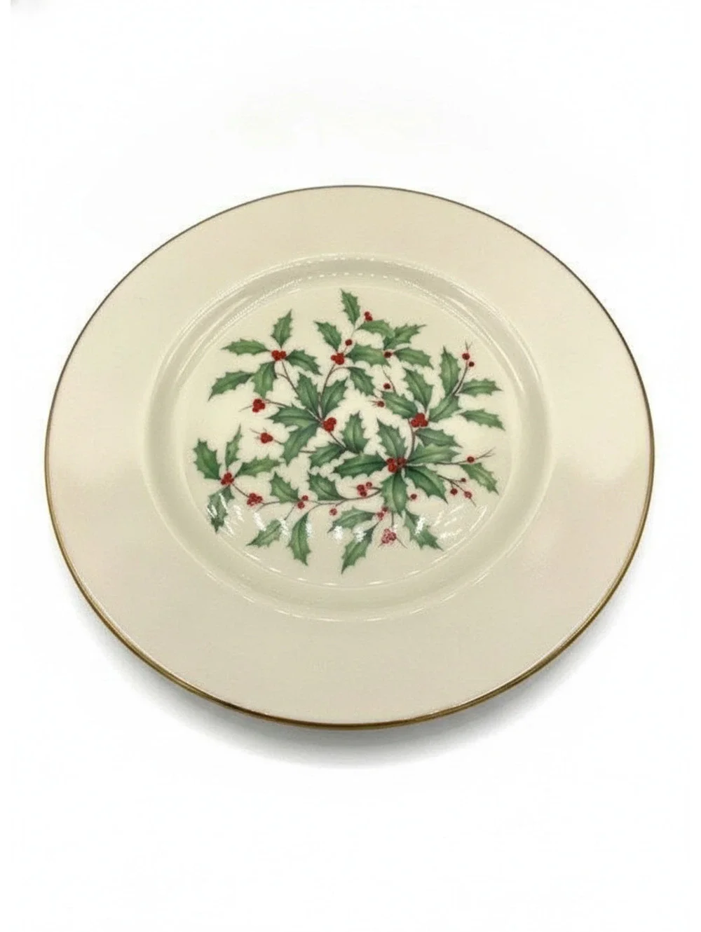 Vintage Lenox Special Holiday Holly Large Decal Dinner Plate 10 1/2” grg